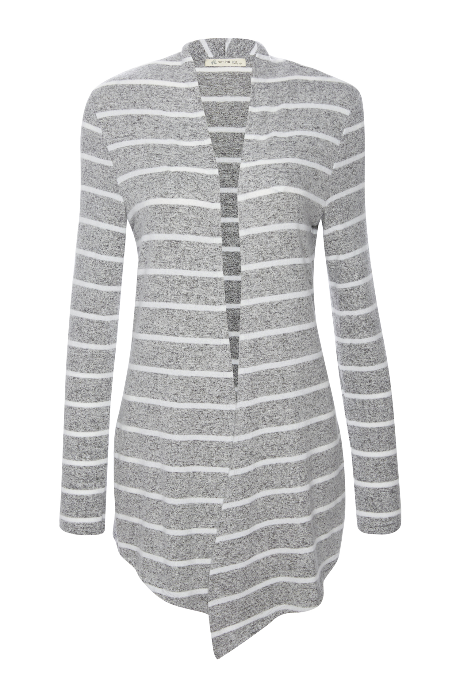 Draped Front Striped Cardigan