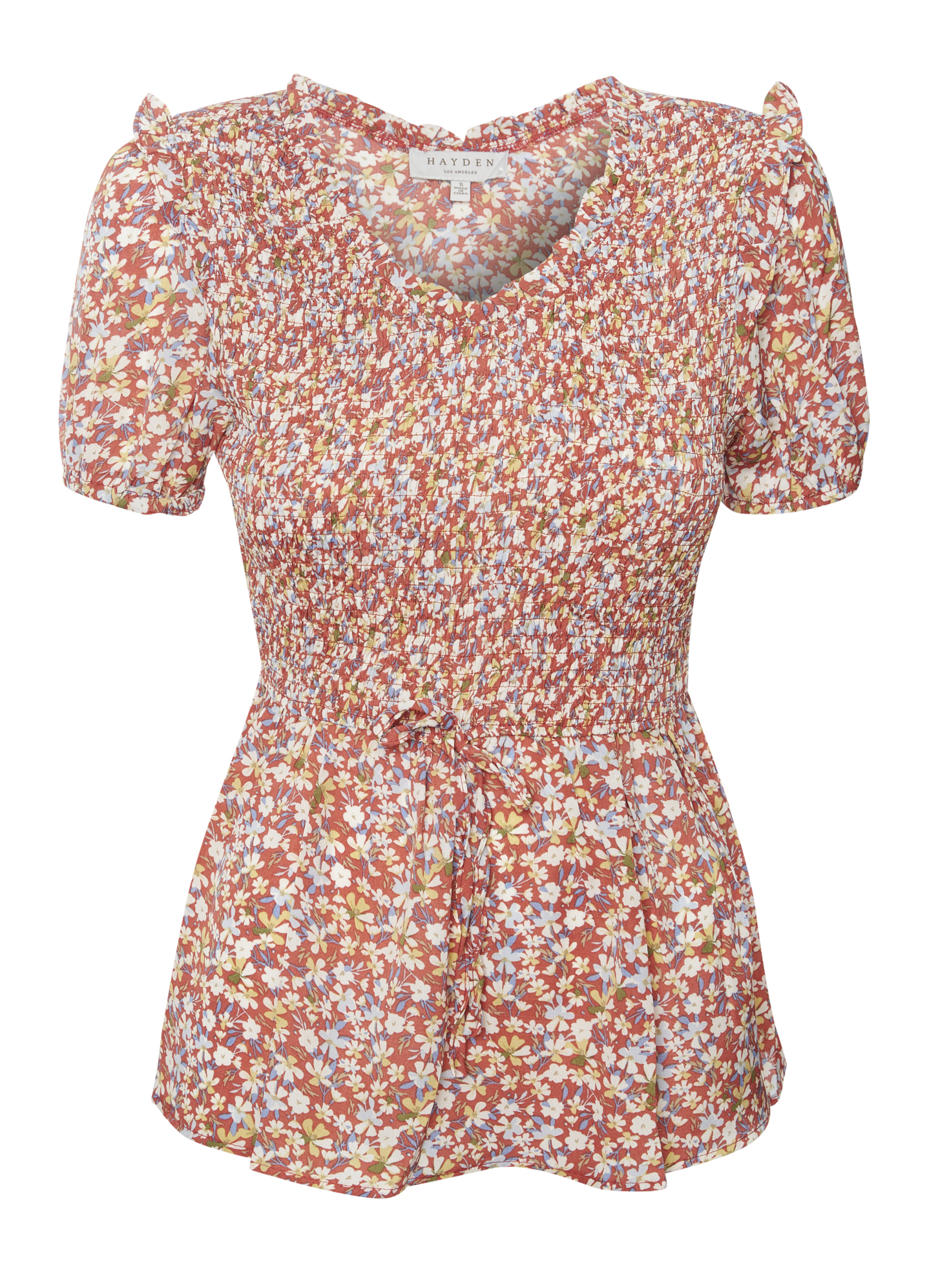 Smocked Ruffled Short Sleeve Top