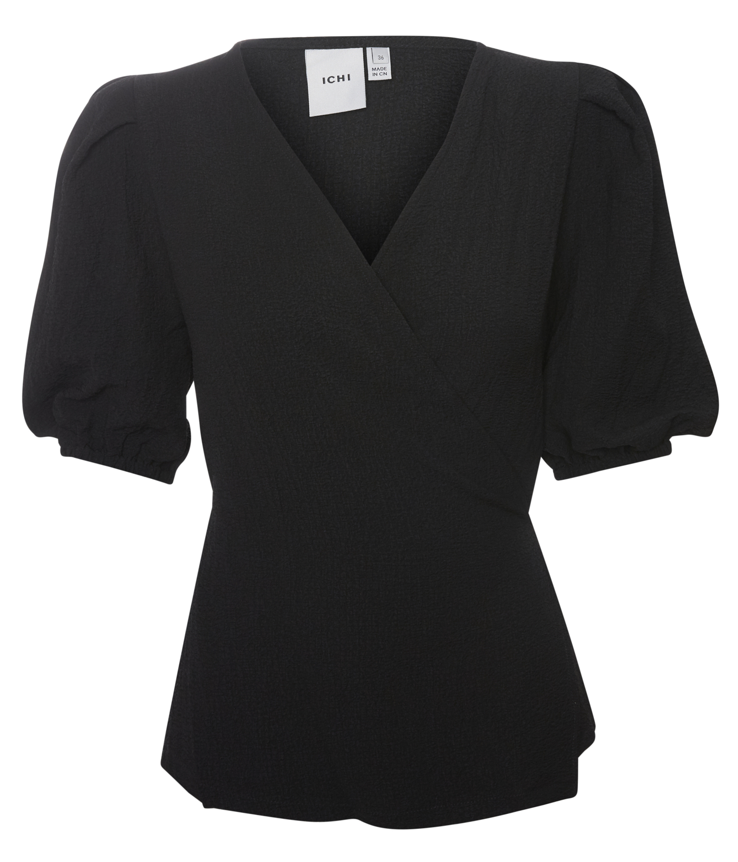 ICHI Puff Sleeve Wrap Top