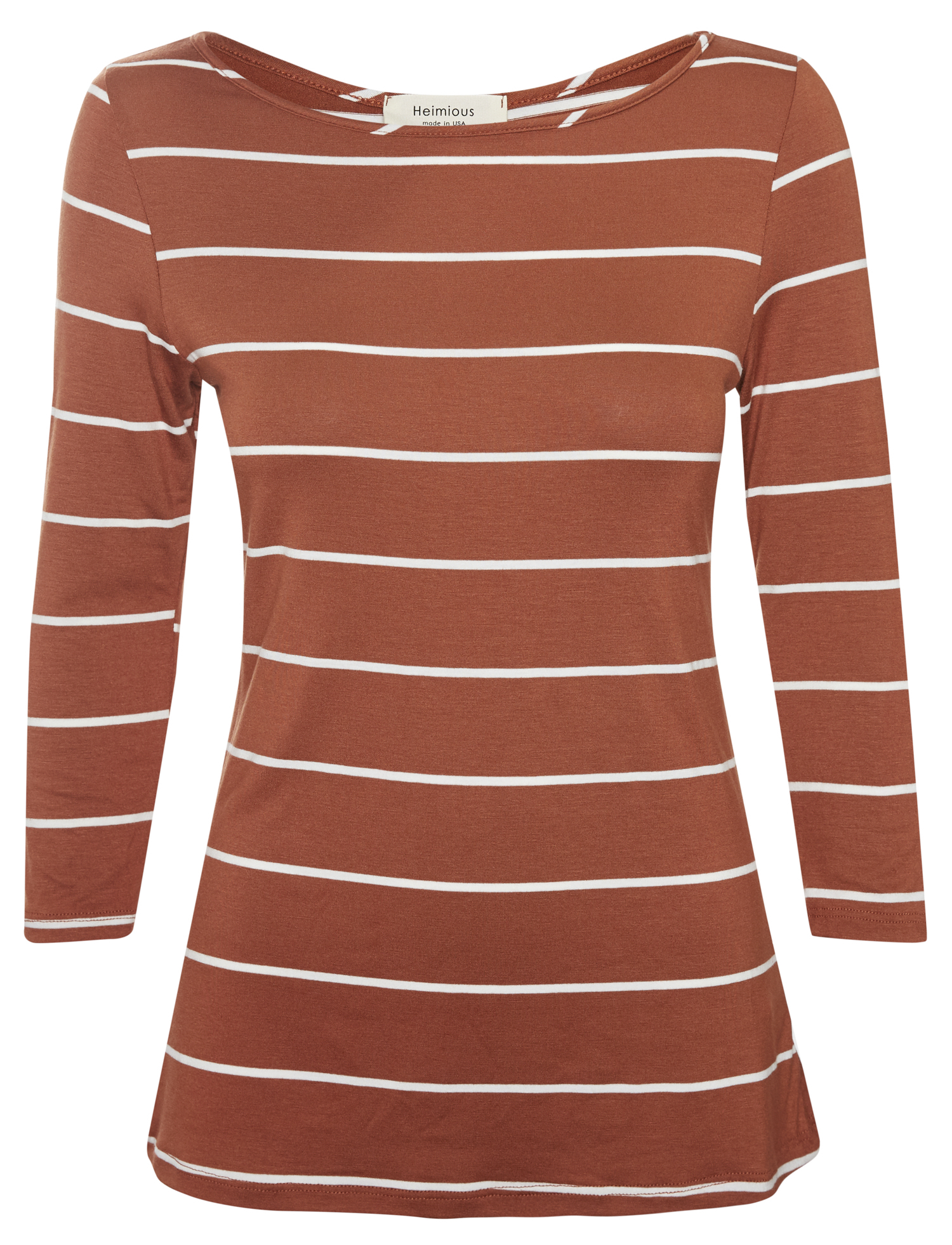 3/4 Sleeve Striped Boat Neck