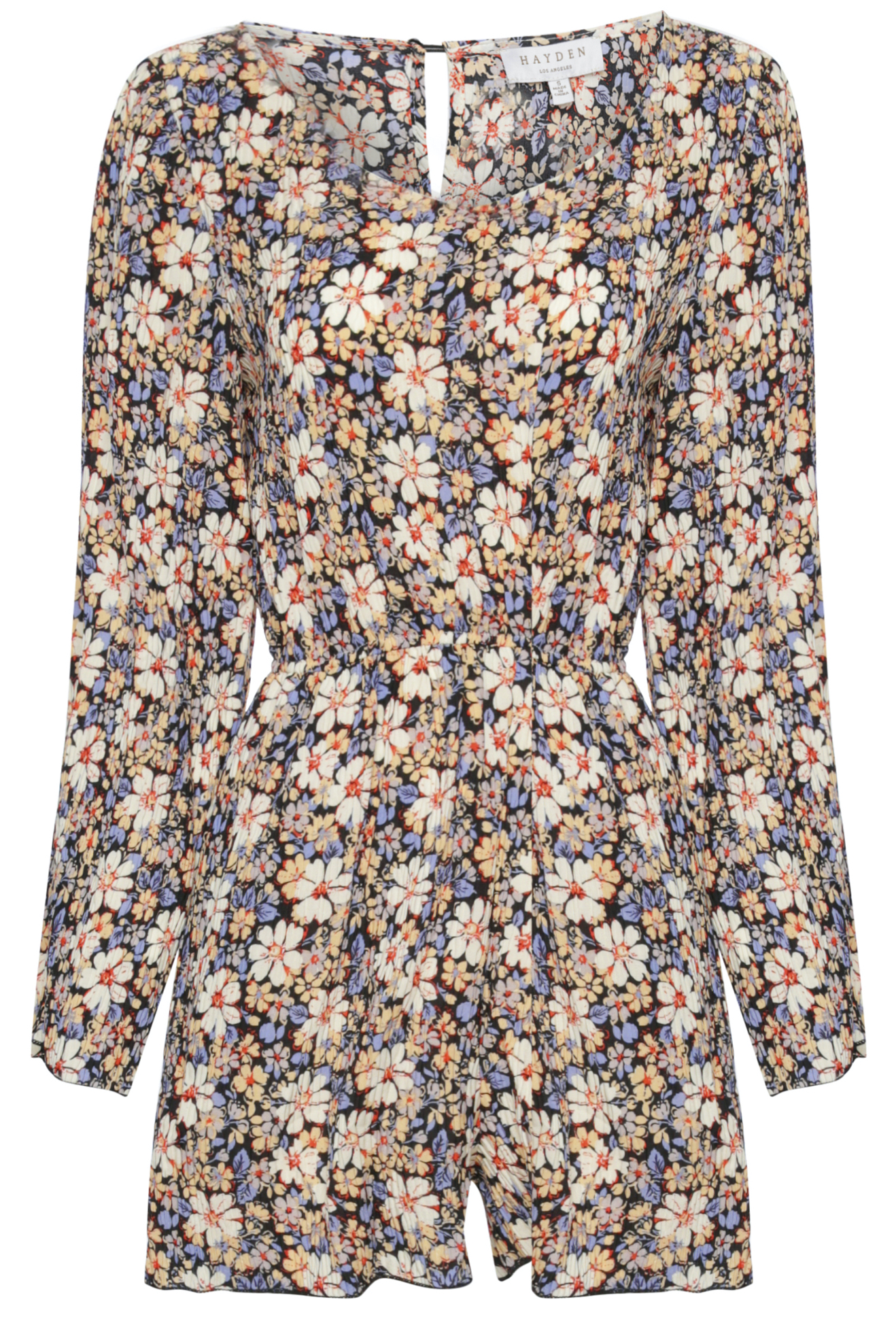 Bell Sleeve Textured Floral Romper