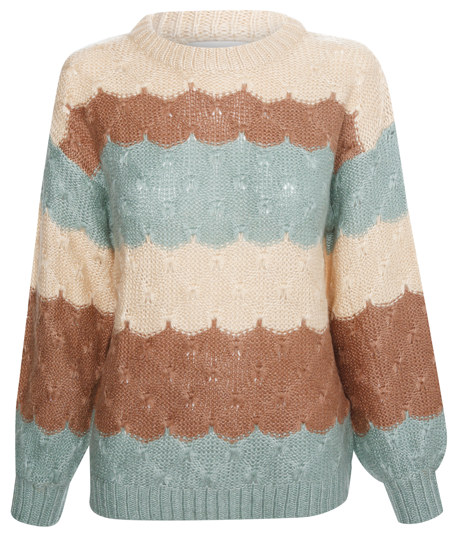 Striped Crochet Pullover Sweater