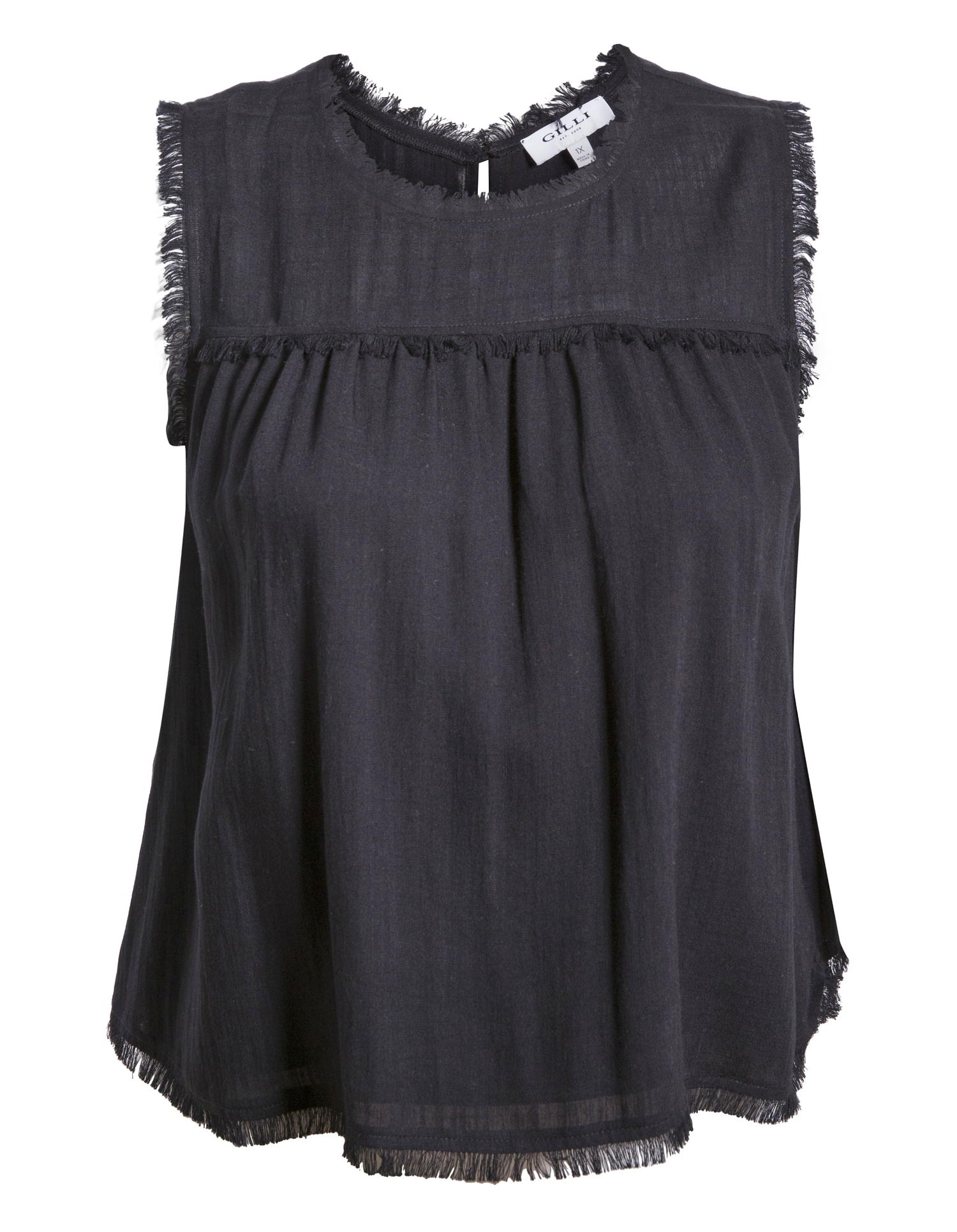 Sleeveless Top With Frayed Details