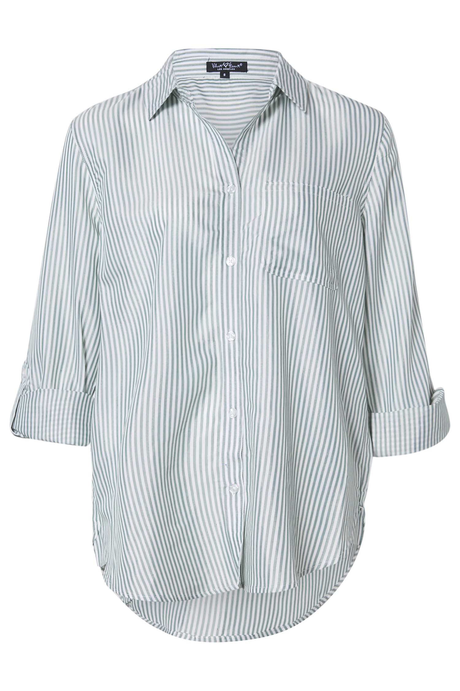 Velvet Heart Buttoned Front Striped Top