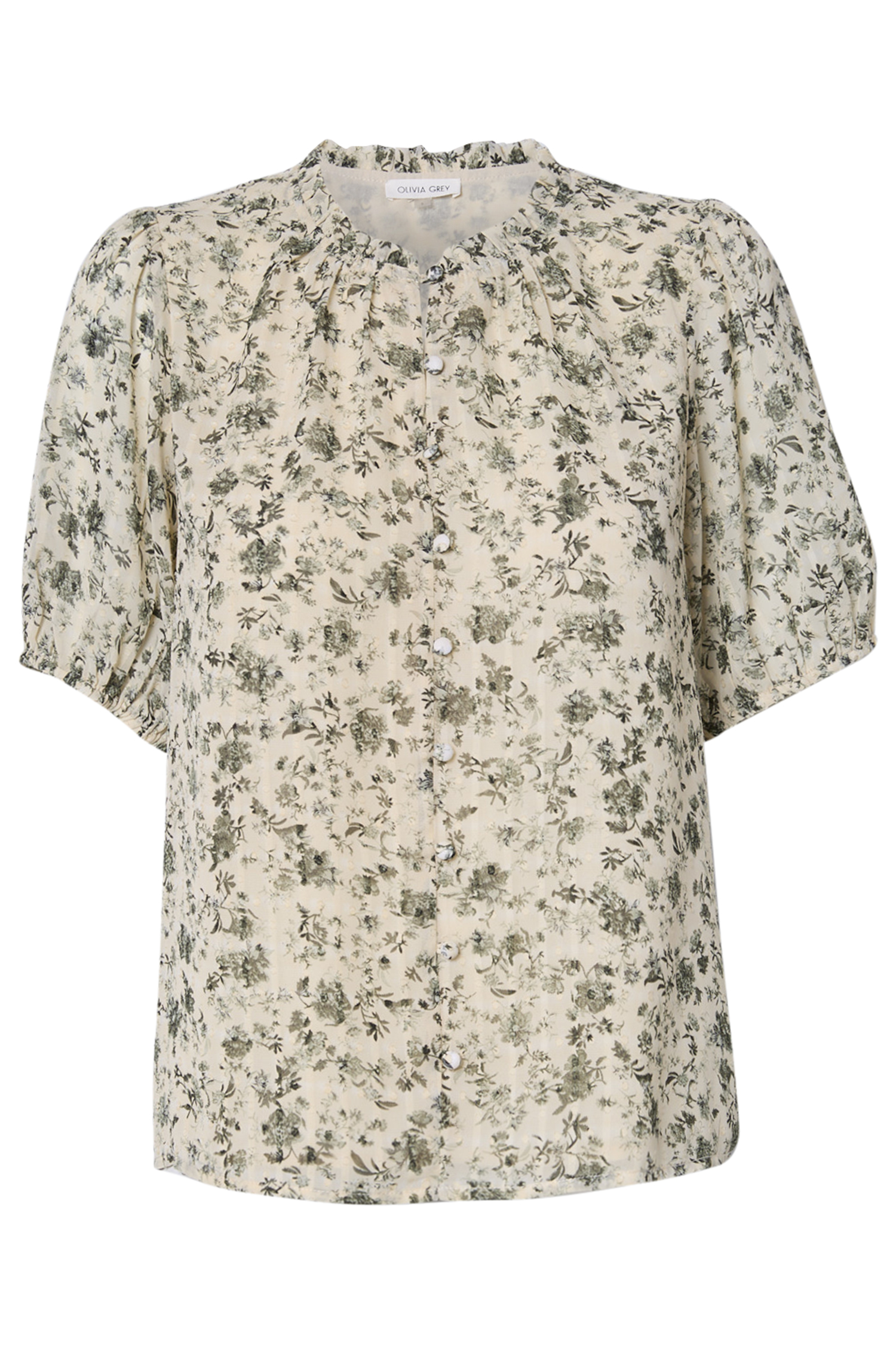 Button Front Printed Blouse