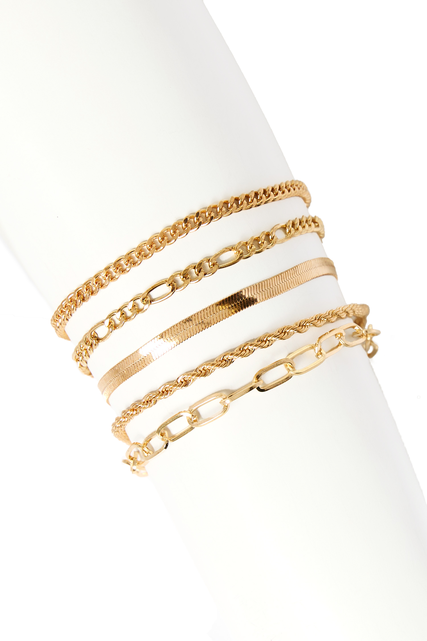 Five Mixed Chain Bracelet Set