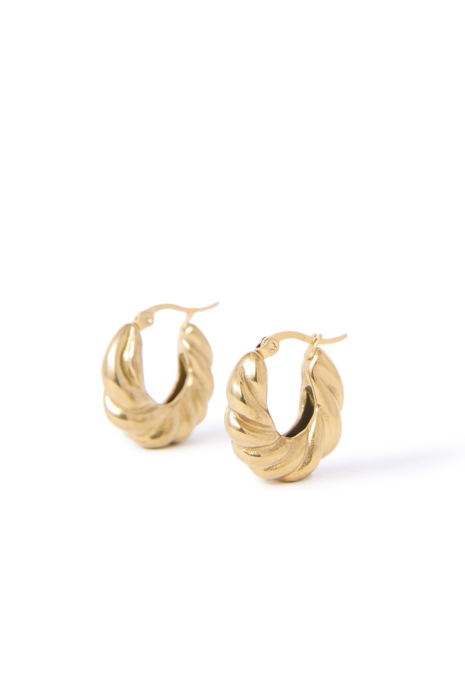 Small gold twisted hoop earrings