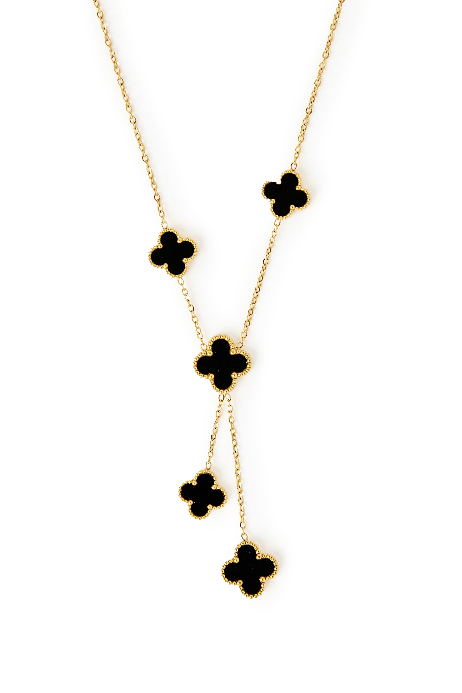 Black 5-Clover Necklace