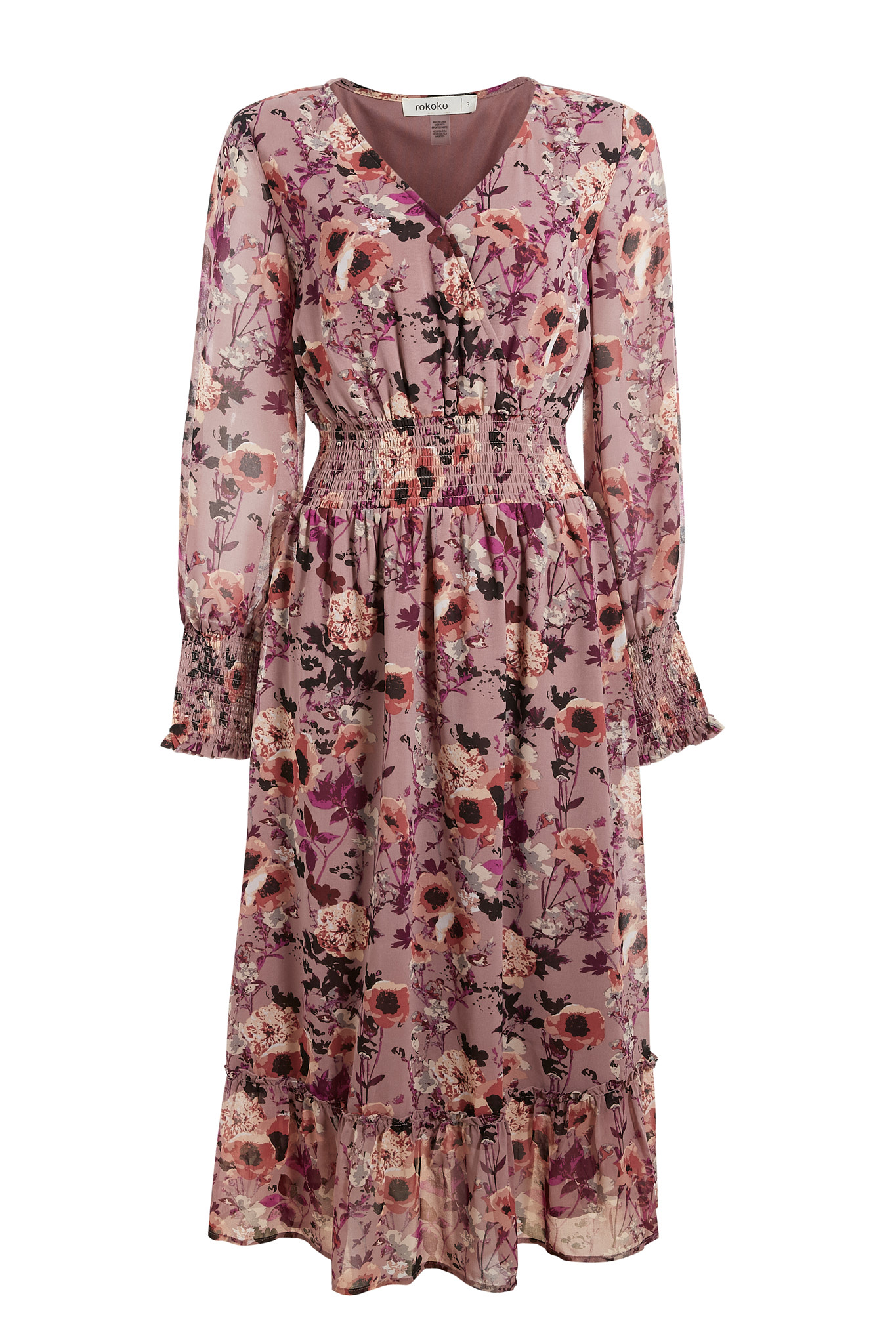 Smocked Floral Midi Dress