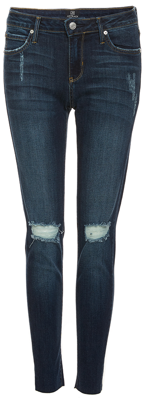 Just Black Rianna Midrise Distressed Cropped Skinny Jeans w/ Scissor Cut Hem