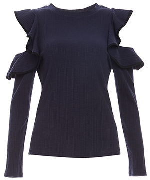 Long Sleeve Ruffle Fitted Top
