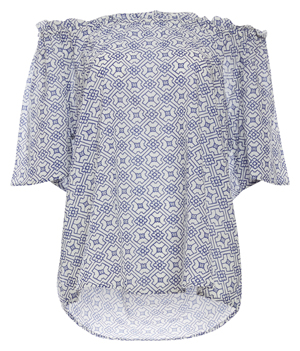 Velvet by Graham & Spencer Cotton Shirting Off Shoulder Top