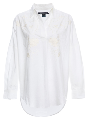 French Connection Split Neck Embroidered Shirt