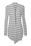 Draped Front Striped Cardigan