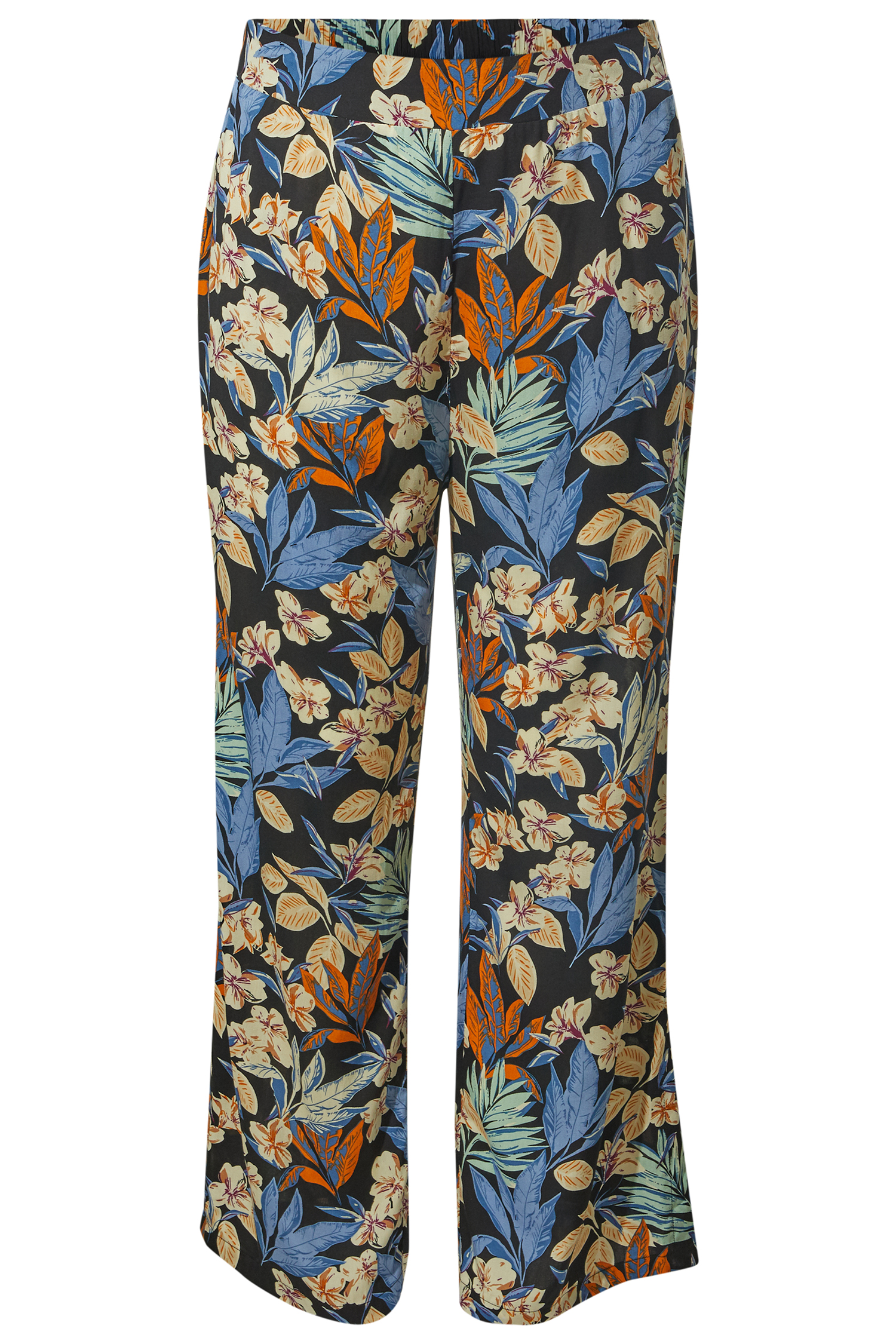 Tropical Print Wide Leg Pants