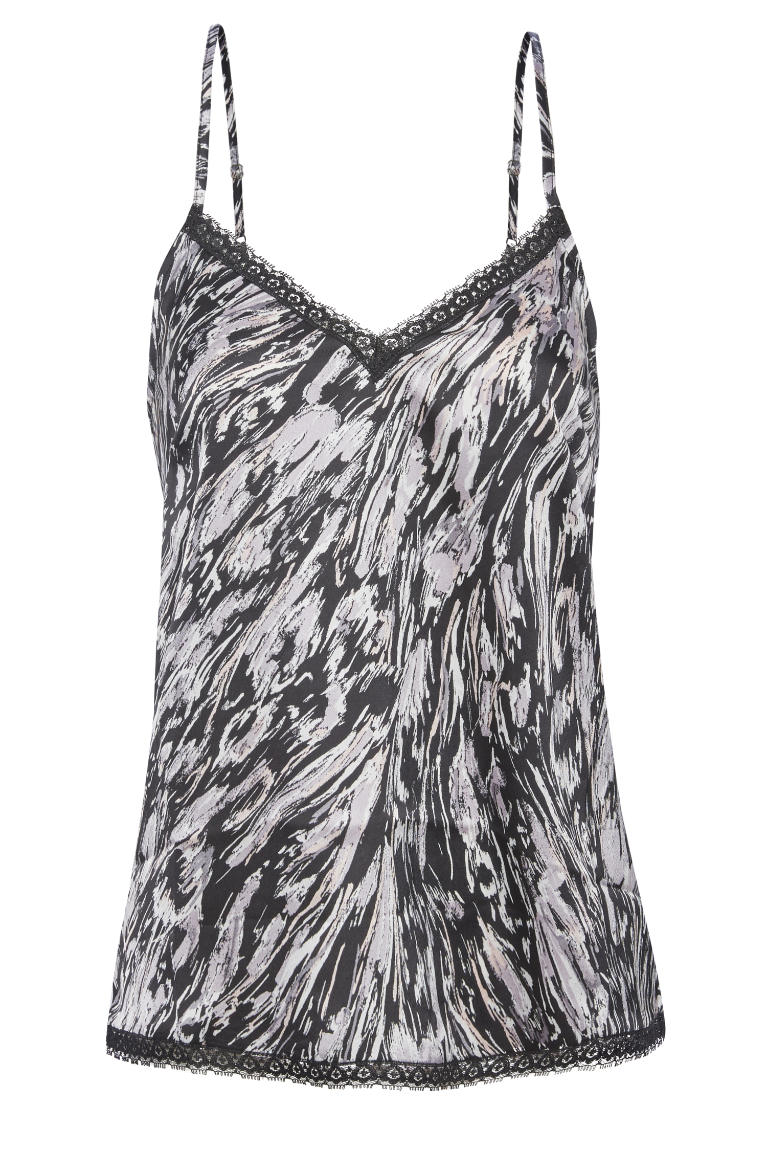Abstract Print Lace Trim Cami