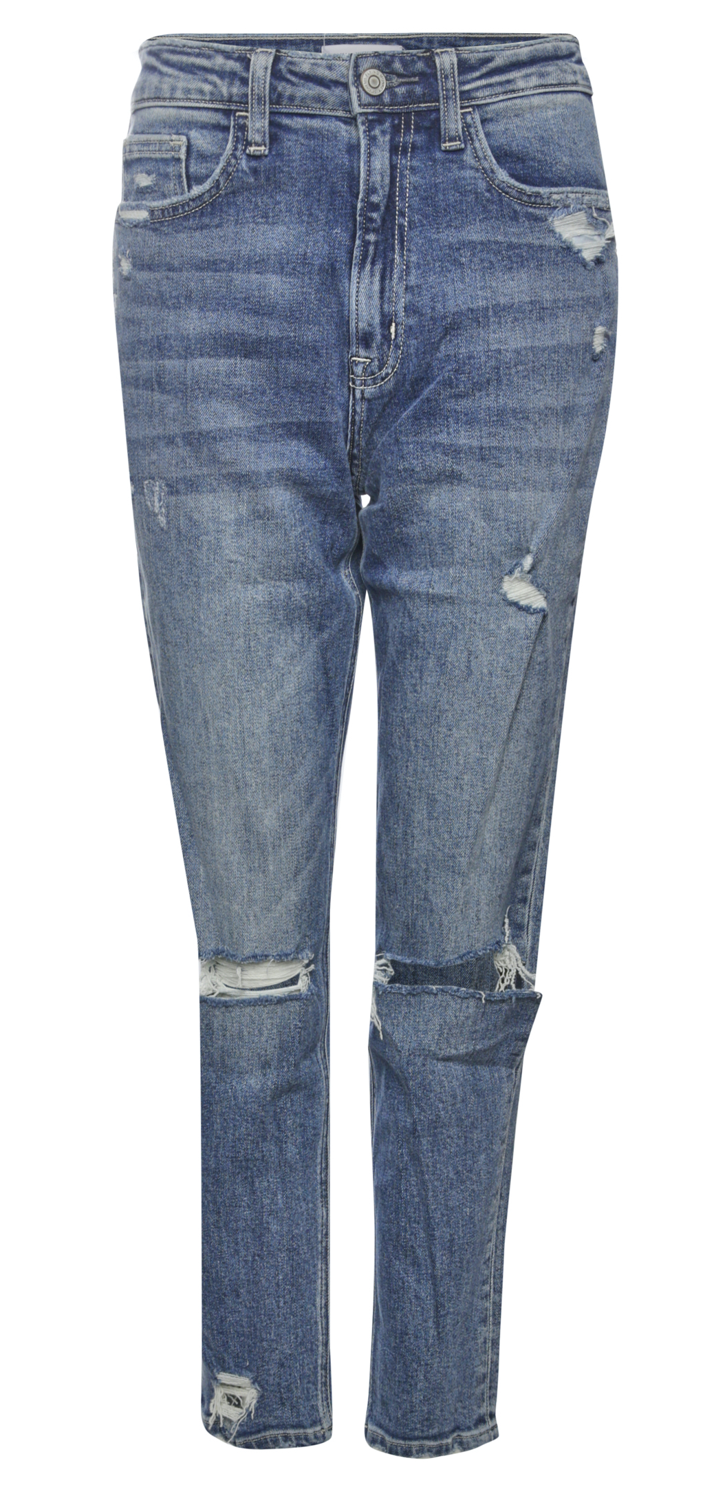 Flying Monkey Distressed Stretch Mom Jeans