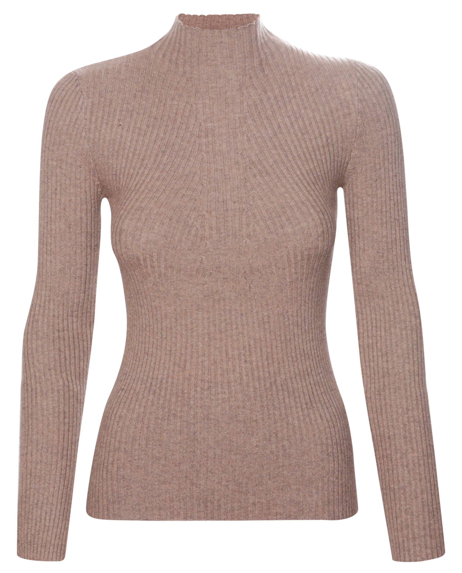 Mock Neck Ribbed Long Sleeve Top