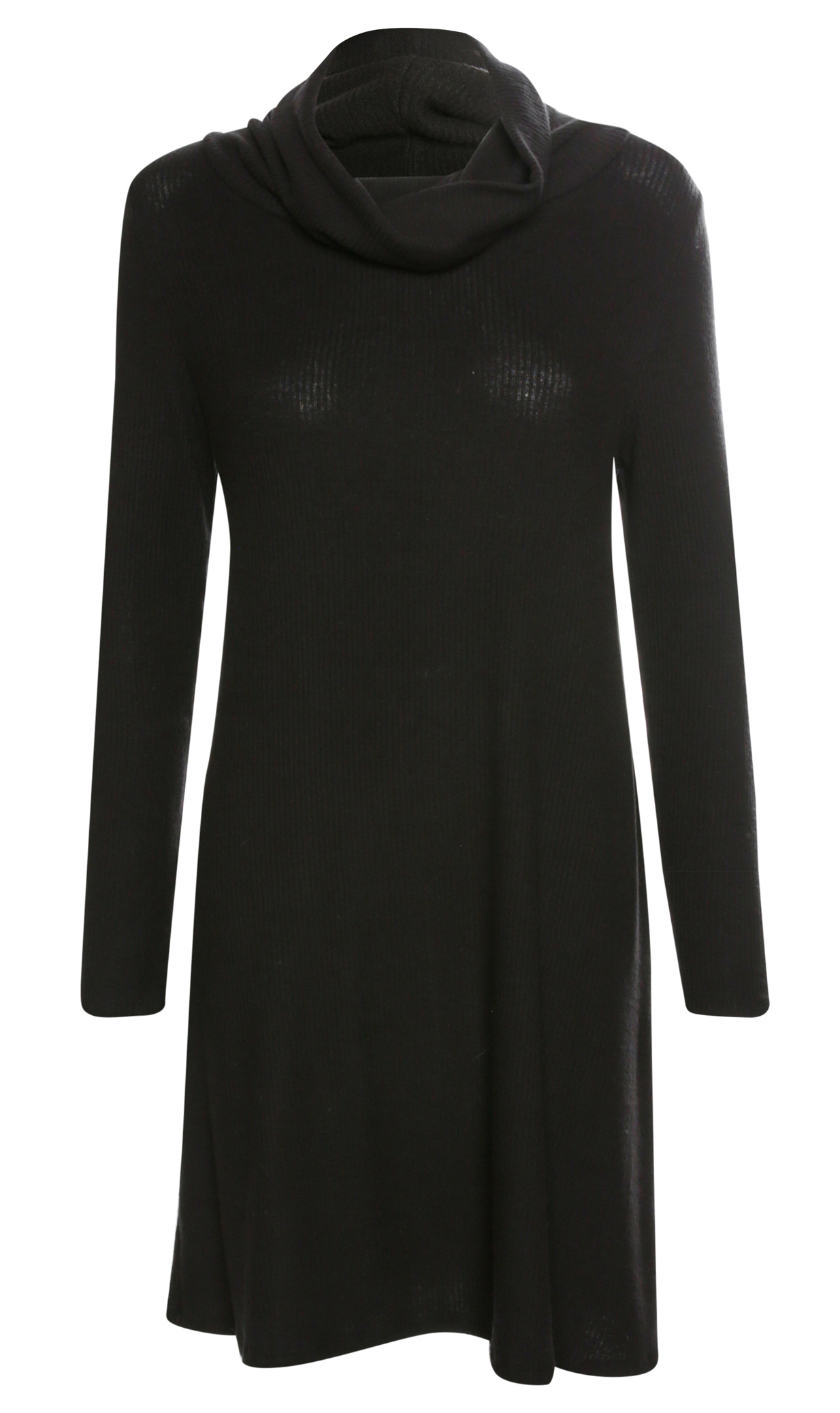Cowl Neck Ribbed Dress