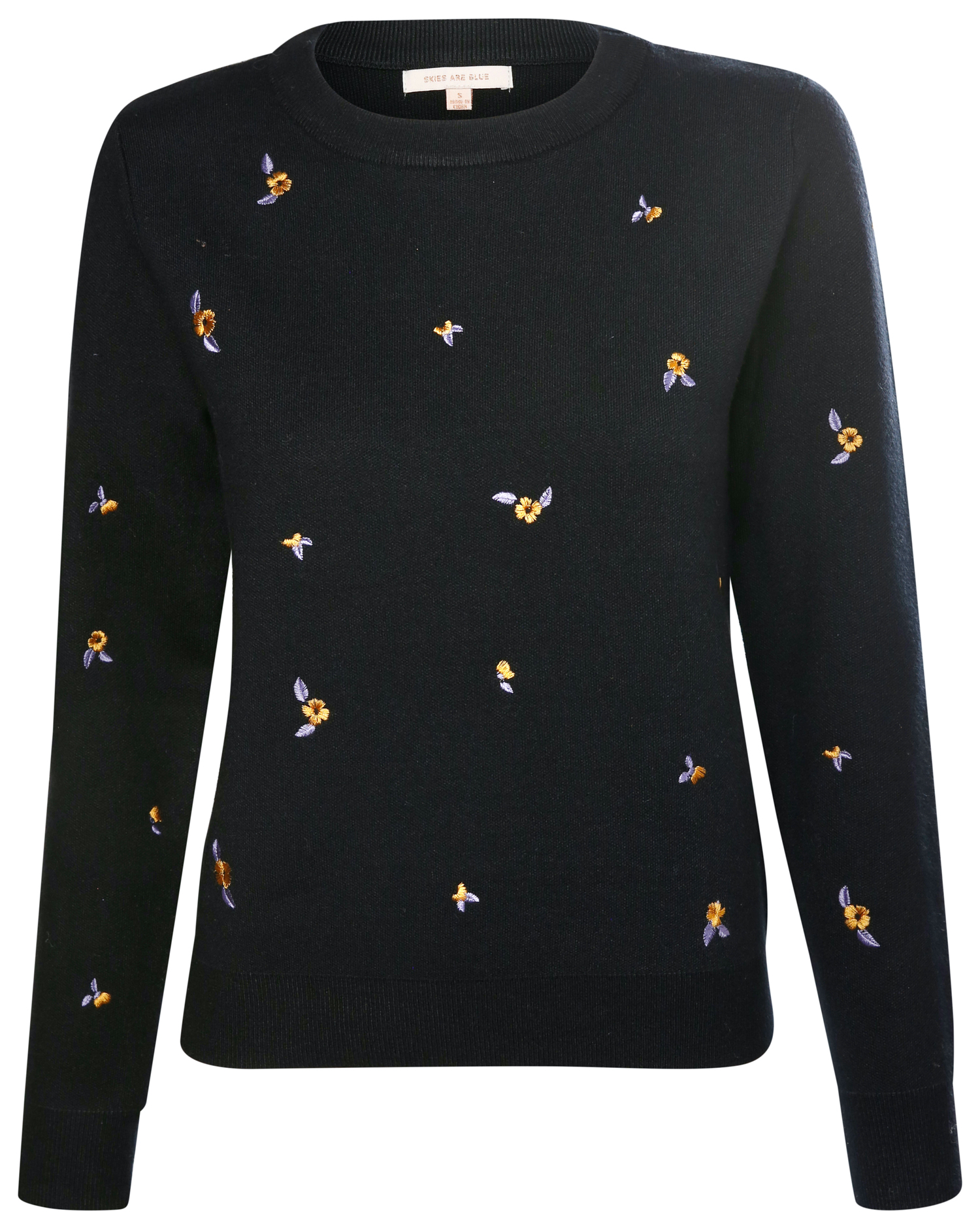Skies are Blue Floral Embroidered Sweater