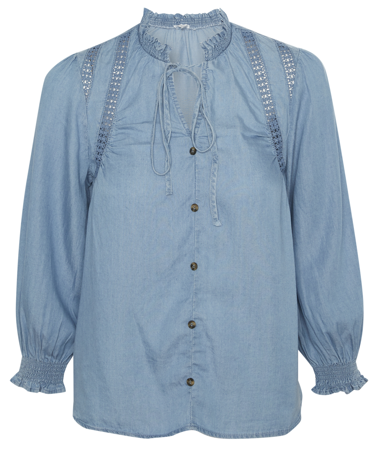Front Neck Tie Chambray Top