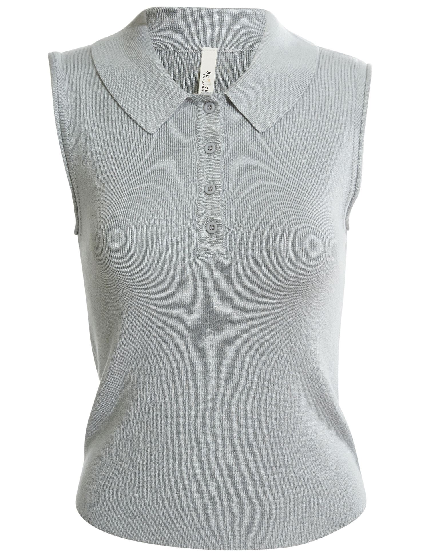 Half Placket Sleeveless Knit Top