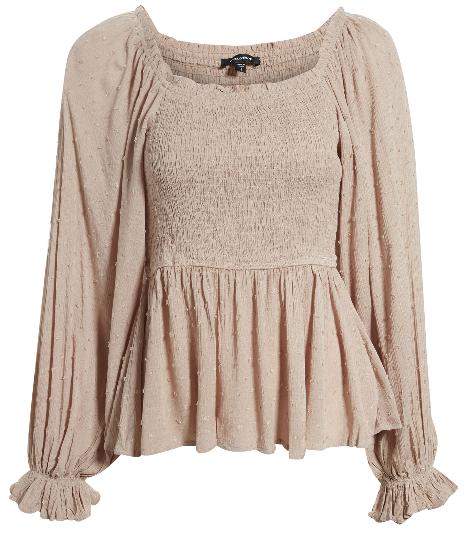 Long Puff Sleeve Woven Top