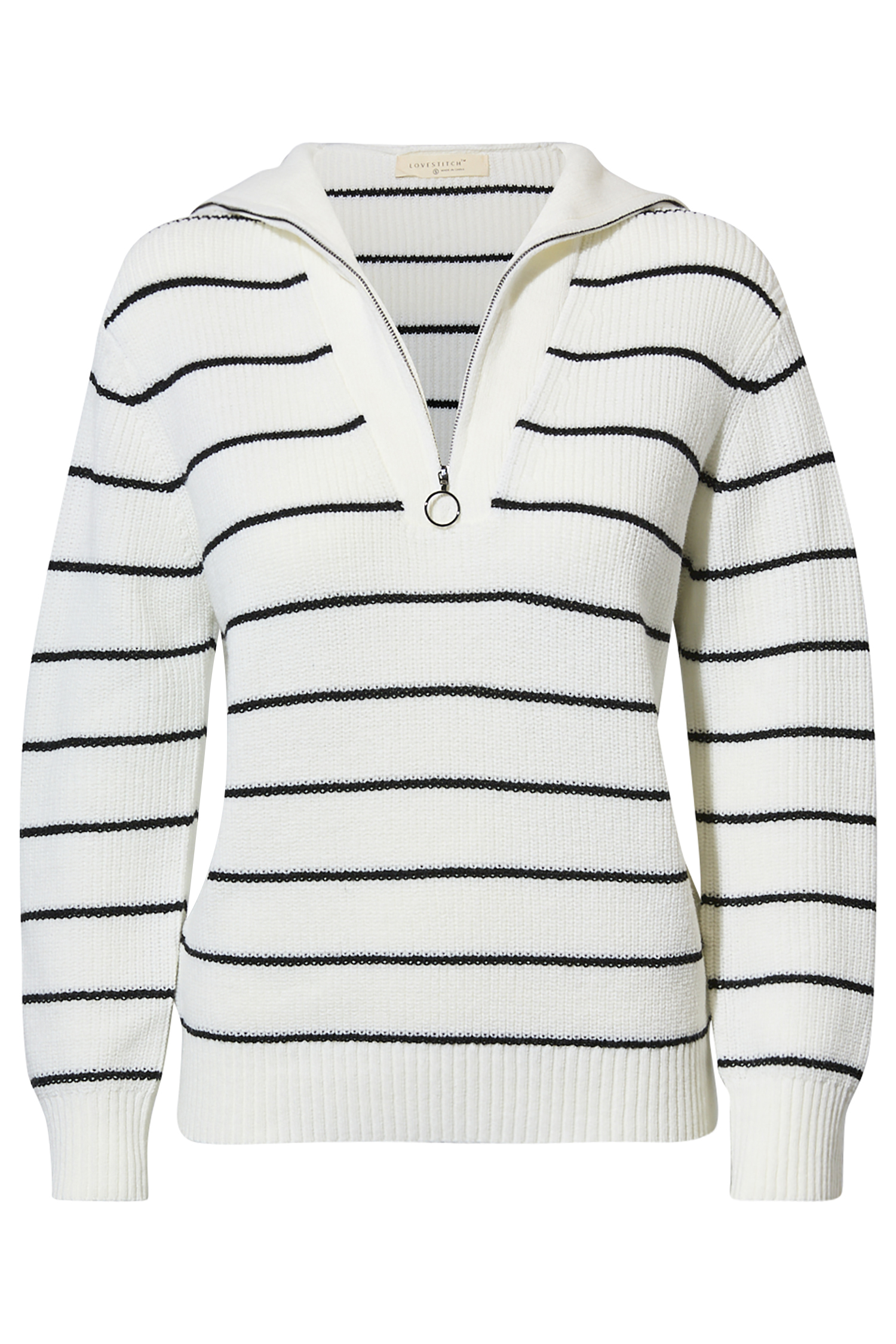 Striped Half Zip Sweater