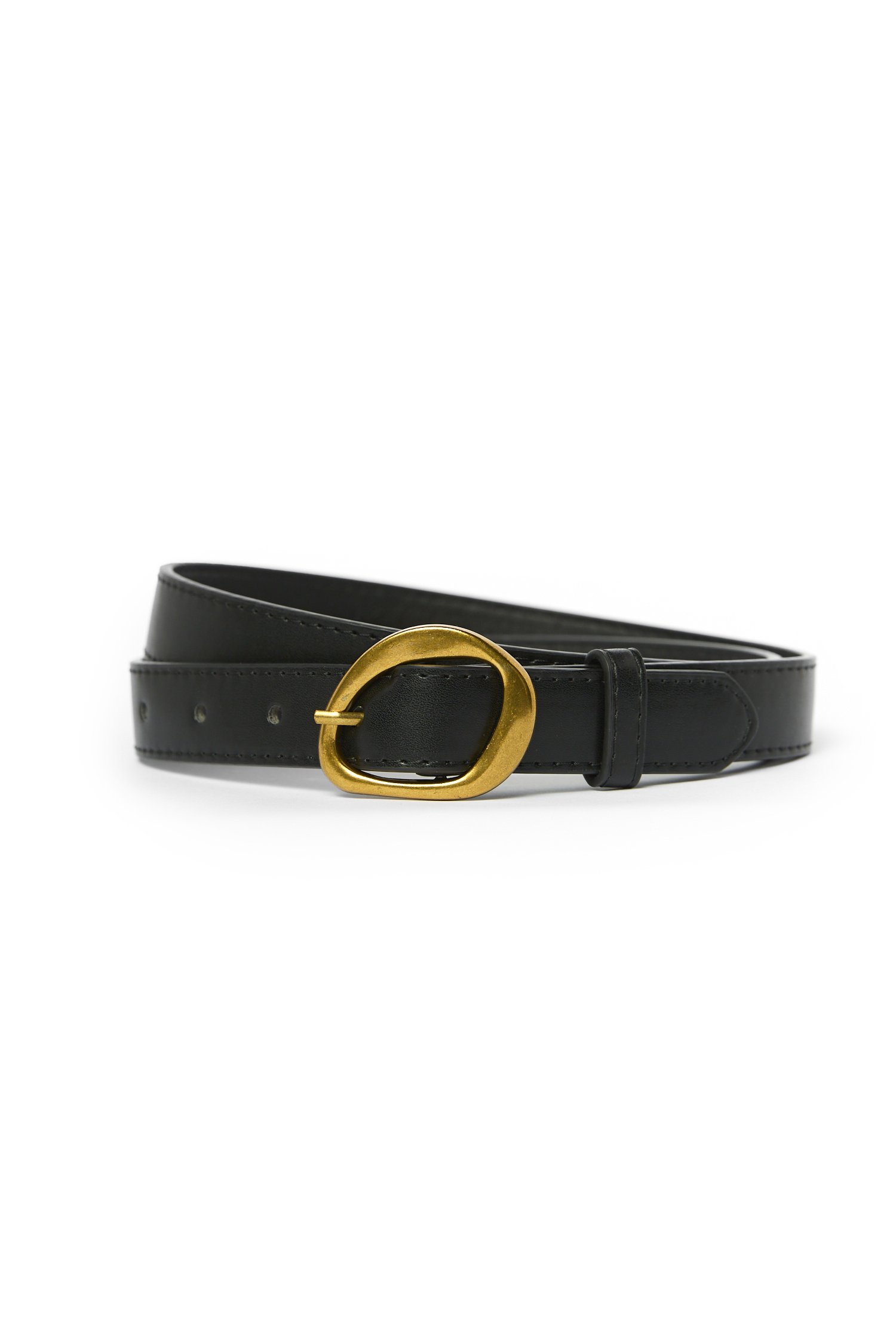 Black Belt with Gold Abstract Buckle