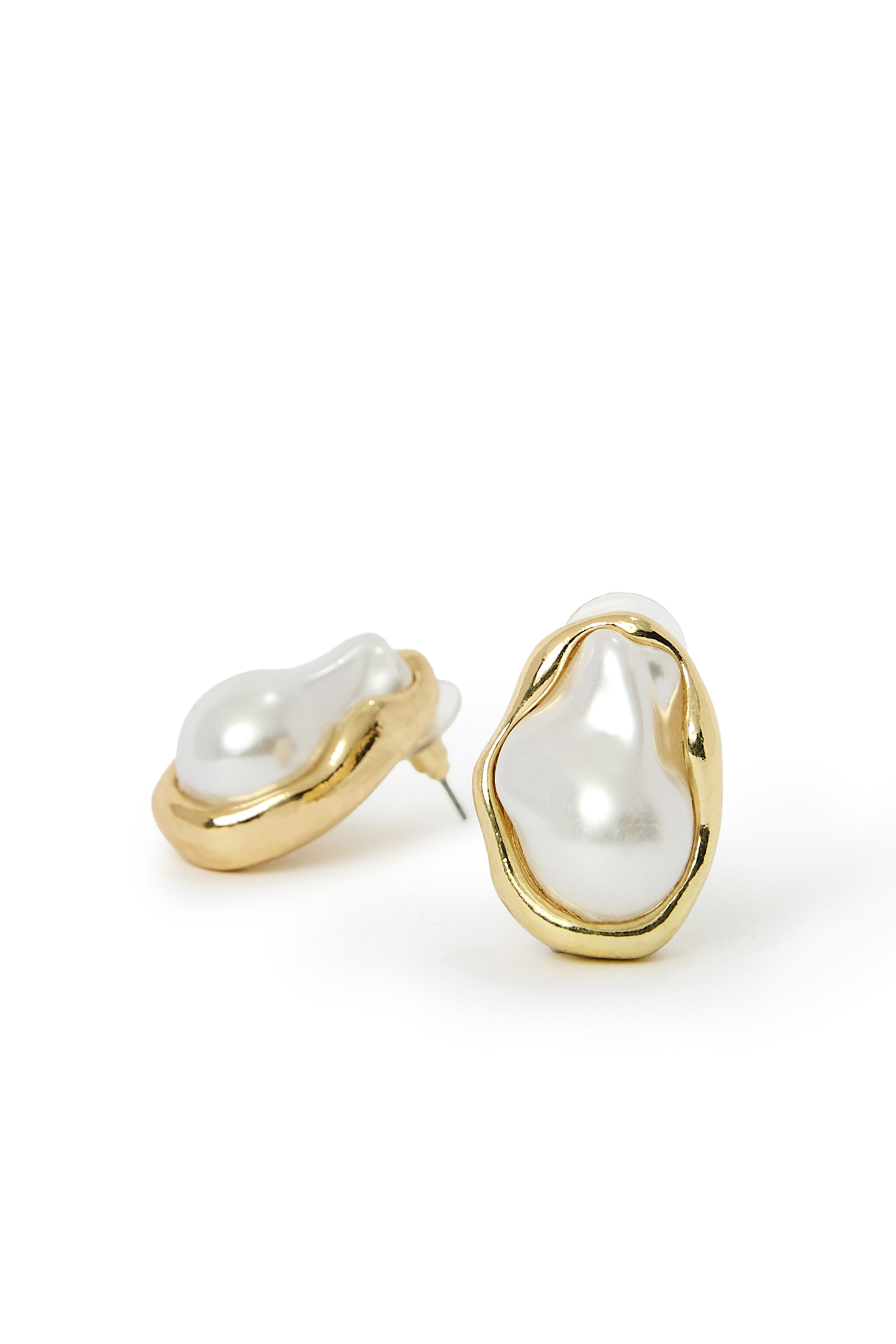 Molten Pearl Bezel Earrings