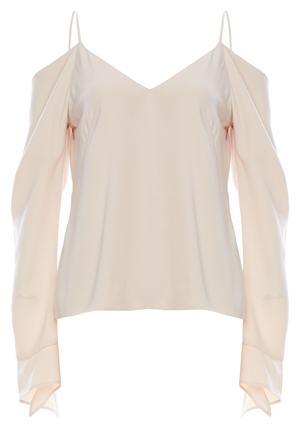 C/MEO Collective Draped Cold Shoulder Long Sleeve Top