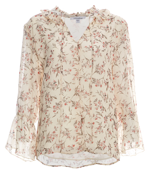 Tie Neck Flare Sleeve Top