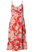Twist Front Floral Midi Dress