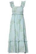 Floral Print Ruffled Sleeve Dress