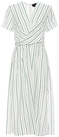 Striped Surplice Flowy Dress