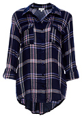Front Pockets Plaid Button Up Top