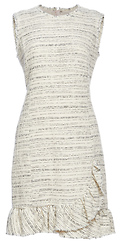 Rebecca Taylor Sleeveless Tweed Ruffle Dress