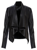 Draped Front Faux Leather Jacket