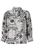 Tile Floral Print Long Sleeve Blouse
